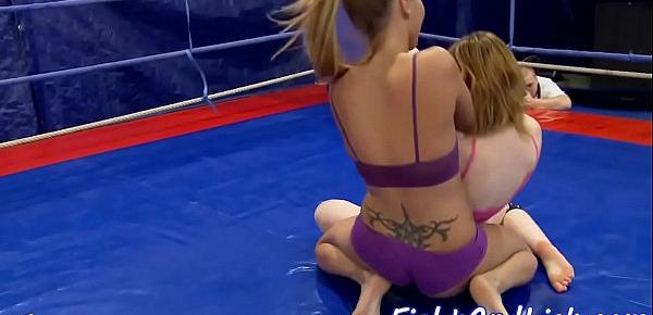  Roundass lesbian wrestling and gets fingered